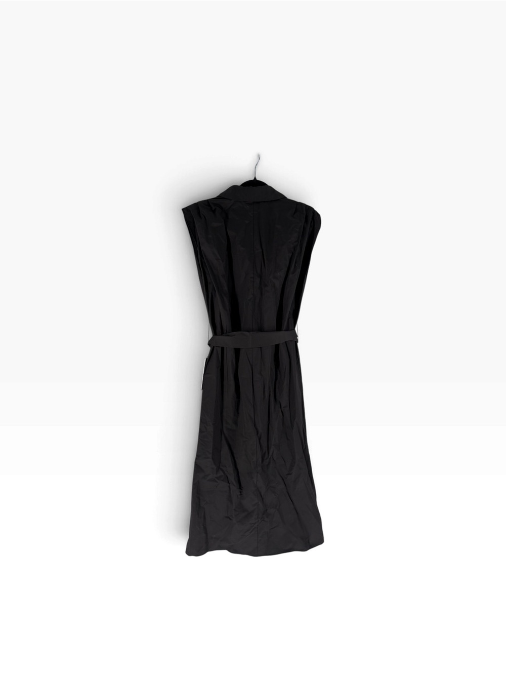 New English Factory Black Sleeveless Button-Front Midi Dress with Waist Tie M - Picture 3 of 4
